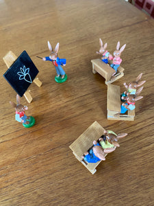 German Erzgebirge Schoolhouse Bunnies- Cook Street Vintage