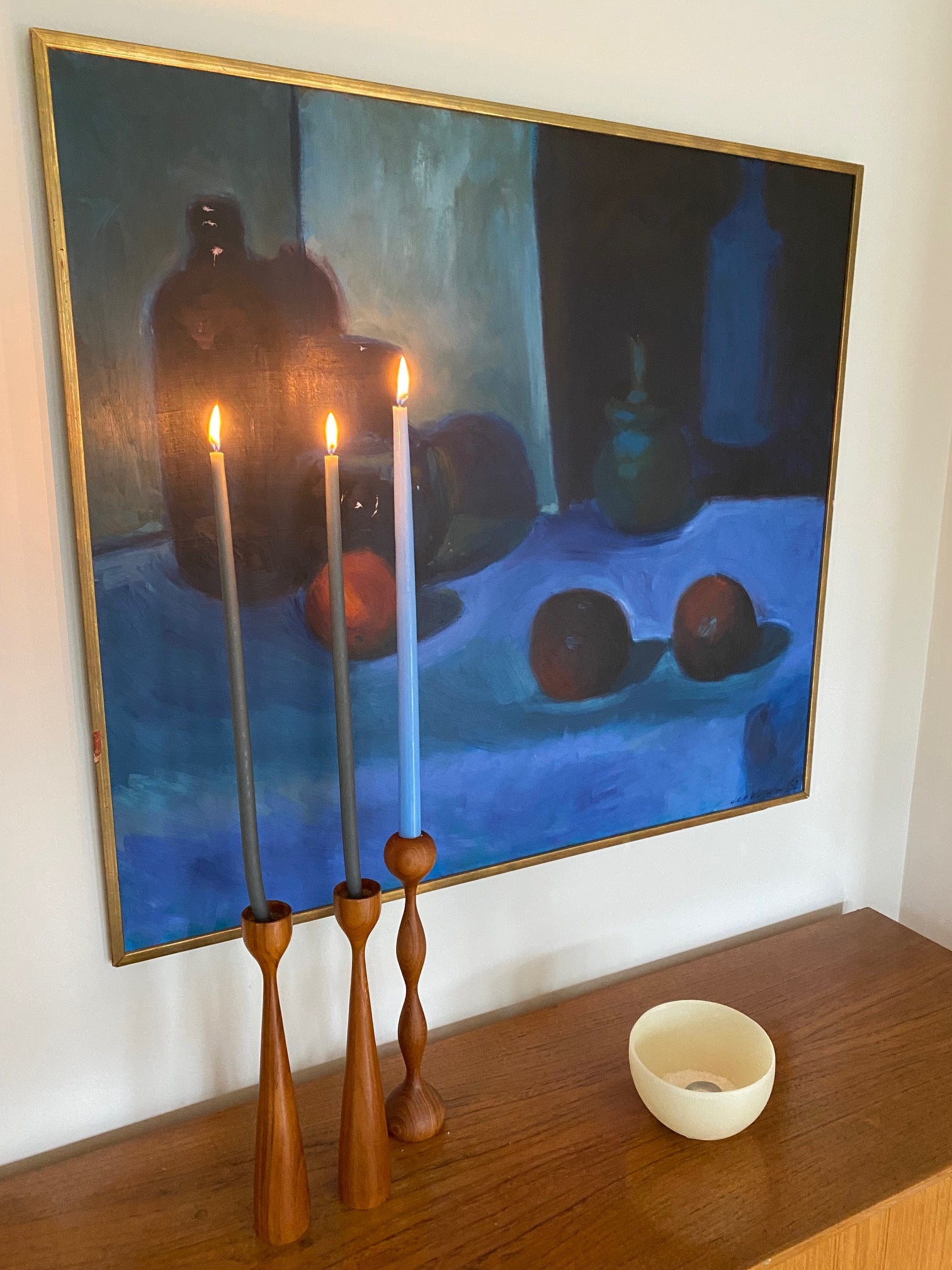Pair of MCM Illums Bolighus Teak Candle Sticks Cook Street Vintage