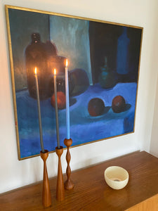 Pair of MCM Illums Bolighus Teak Candle Sticks Cook Street Vintage