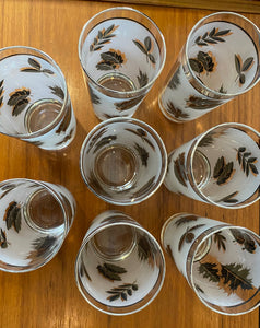 Set of 8 Libbey Frosted Silver Leaf Glasses- Cook Street Vintage