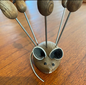Small Vintage Wood Mouse with Cocktail Picks- Cook Street Vintage