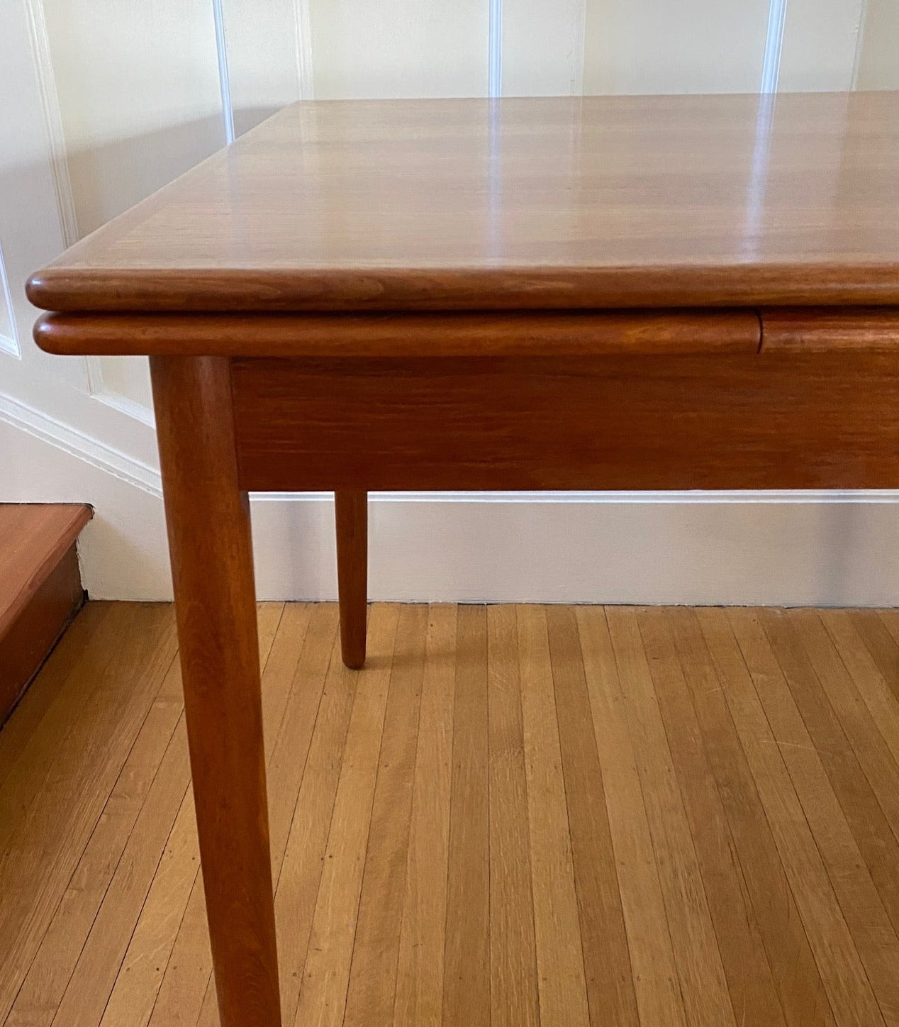 Gorgeous MCM Square Teak Dining Table With Draw Leaves- Cook Street Vintage
