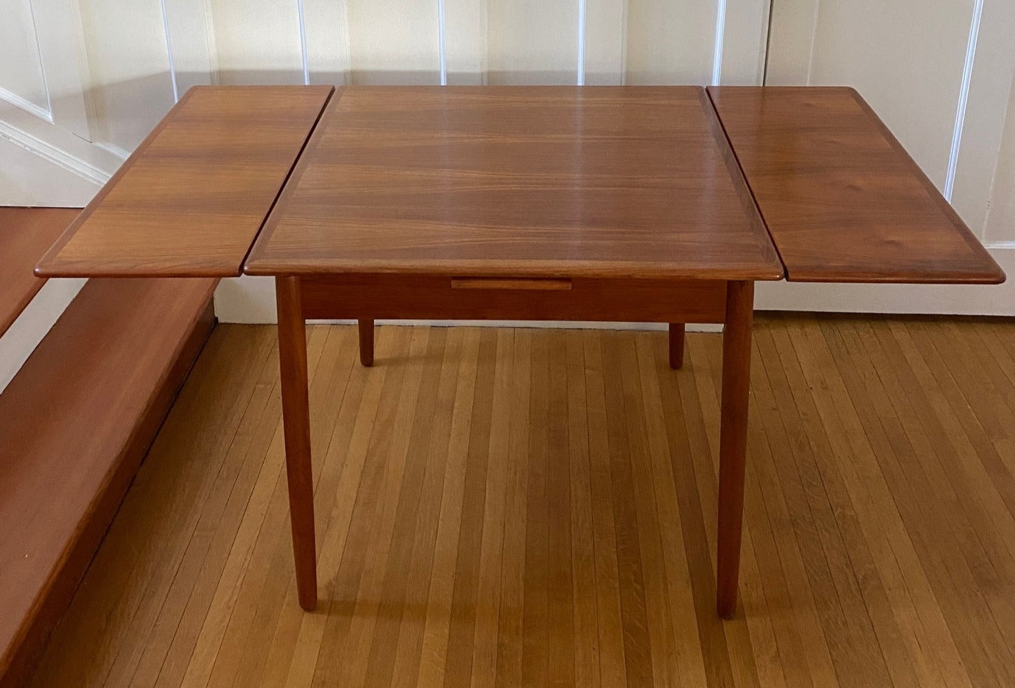 Gorgeous MCM Square Teak Dining Table With Draw Leaves- Cook Street Vintage