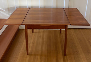 Gorgeous MCM Square Teak Dining Table With Draw Leaves- Cook Street Vintage