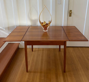 Gorgeous MCM Square Teak Dining Table With Draw Leaves- Cook Street Vintage