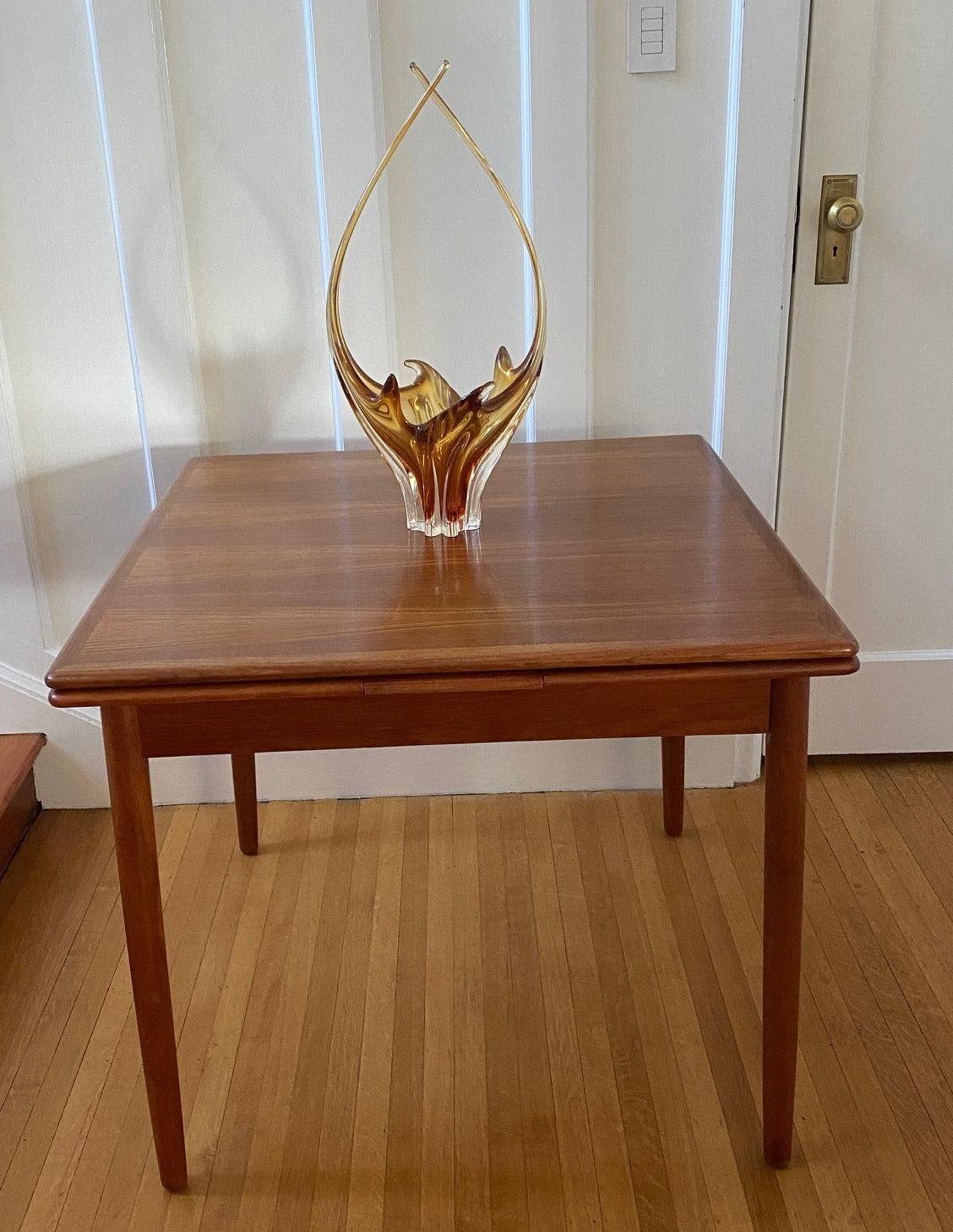 Gorgeous MCM Square Teak Dining Table With Draw Leaves- Cook Street Vintage