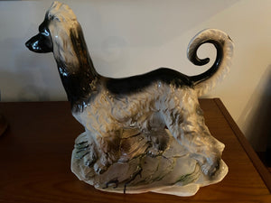 Fabulous 1950s porcelain afghan dog TV lamp. In great working condition. Small drip mark on front. See images. Manufactured by Lane & Co. Van Nuys, CA- Cook Street Vintage