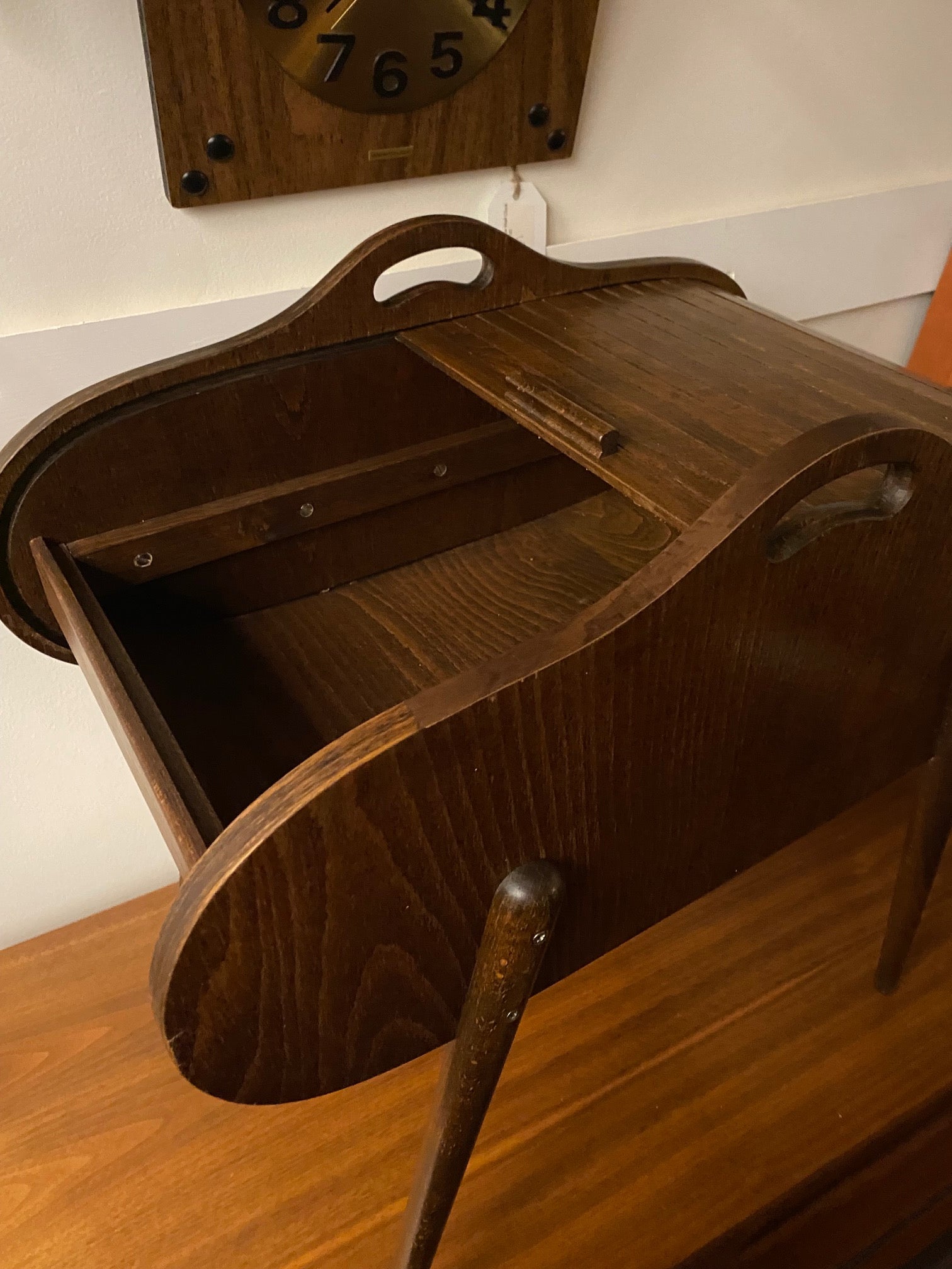 Vintage Czechoslovakian Sewing Box with Tambour Roll Top- Cook Street Vintage