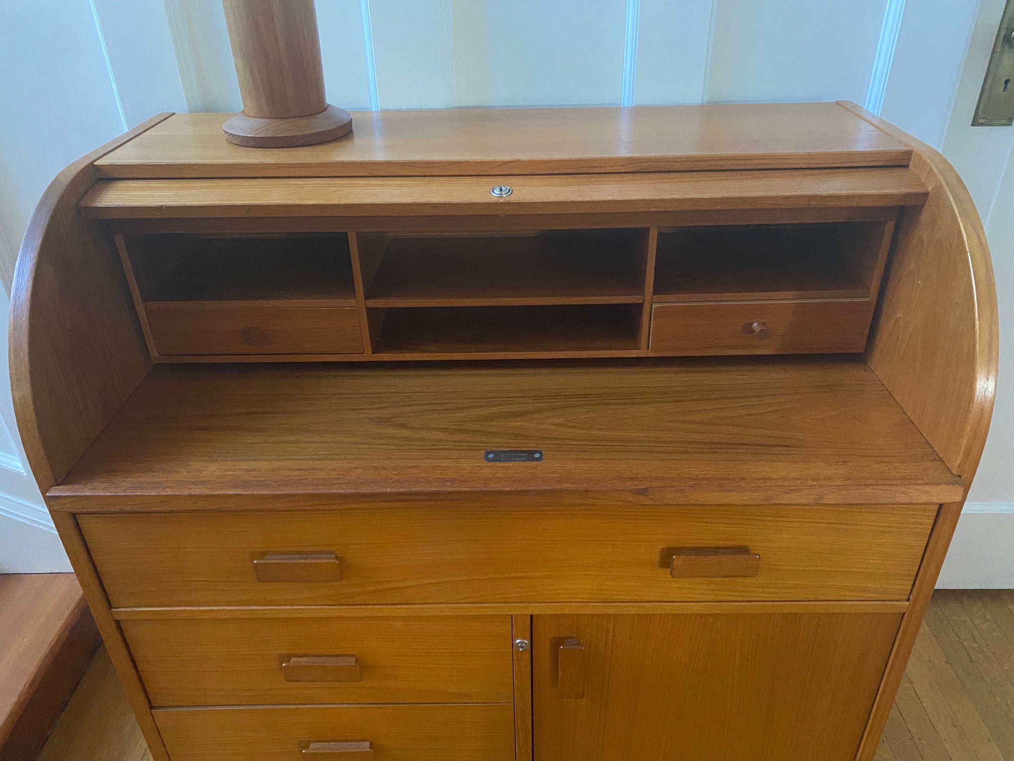 MCM Teak Roll Top Desk