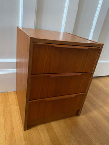 Small 3 Drawer Teak Bedside Table