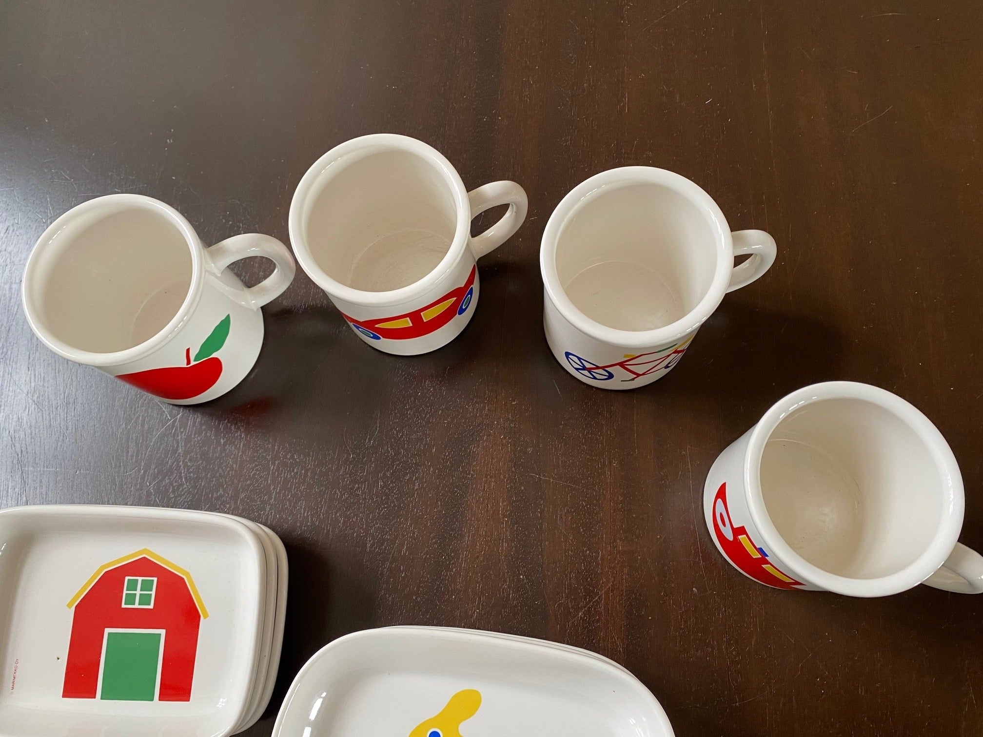 Top of Pfaltzgraff Colourful Mugs Designed by Marimekko - Cook Street Vintage