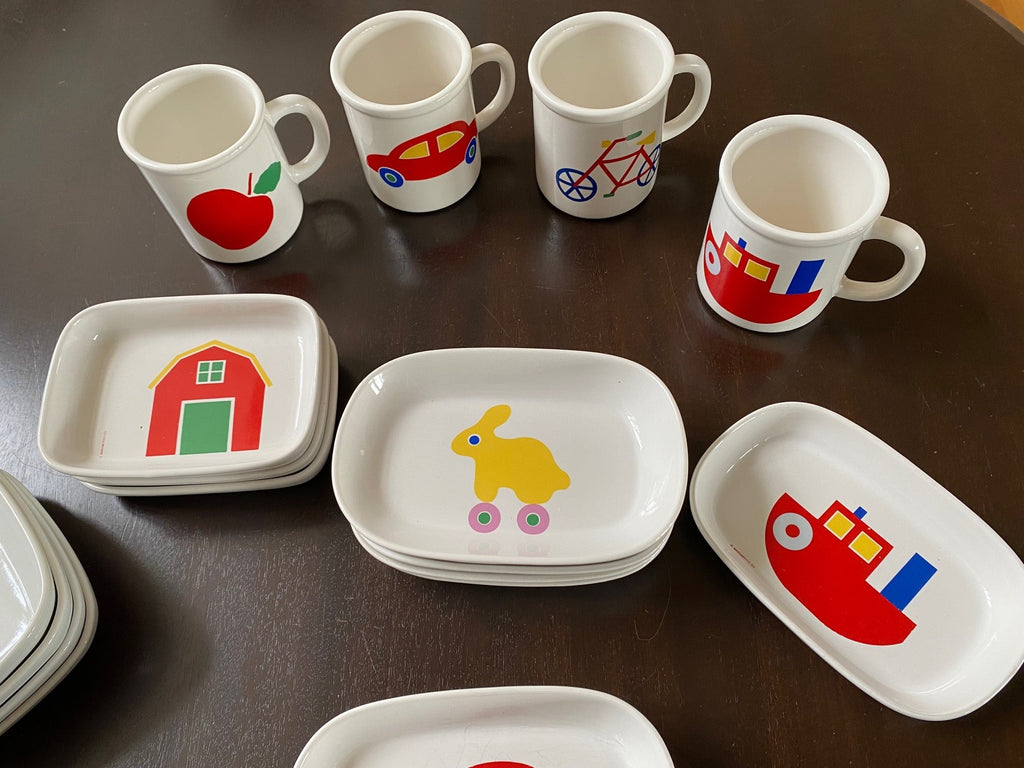 Pfaltzgraff Colourful Mugs Designed by Marimekko with snack dishes - Cook Street Vintage