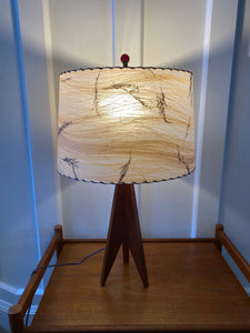 Teak Table Lamp with Slip Stitch Shade