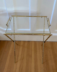 Fabulous vintage folding brass butler's side table with removable glass tray-Cook Street Vintage