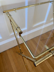 MCM Fabulous vintage folding brass butler's side table with removable glass tray-Cook Street Vintage
