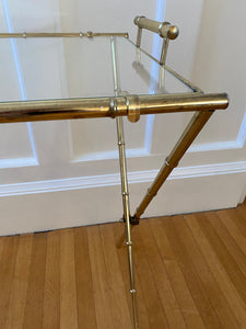 Fabulous vintage folding brass butler's side table with removable glass tray-Cook Street Vintage