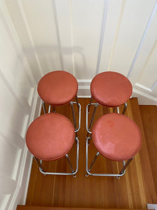 Set of 4 Retro Mattawa Chrome and Vinyl Stools- Cook Street Vintage