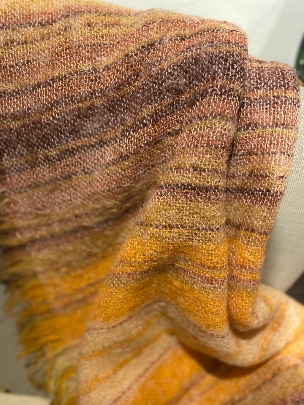 Orange Striped Hudson Bay Mohair & Wool Throw- Cook Street Vintage