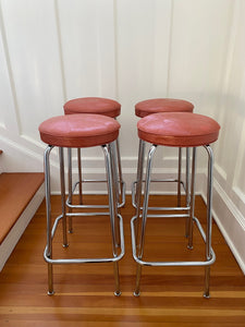 Set of 4 Retro Mattawa Chrome and Vinyl Stools- Cook Street Vintage