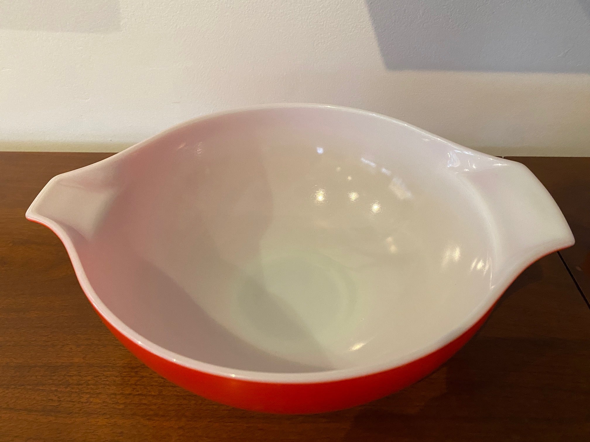 Bright red 1970s Pyrex 444 mixing bowl in excellent condition- Cook Street Vintage