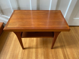 Small Two Level Danish Teak Side Coffee Table with Sculpted Legs- Cook Street Vintage