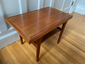 Small Two Level Danish Teak Side Coffee Table with Sculpted Legs- Cook Street Vintage