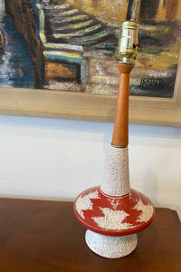 Ceramic and Teak Turbinate Shaped Table Lamp- Cook Street Vintage