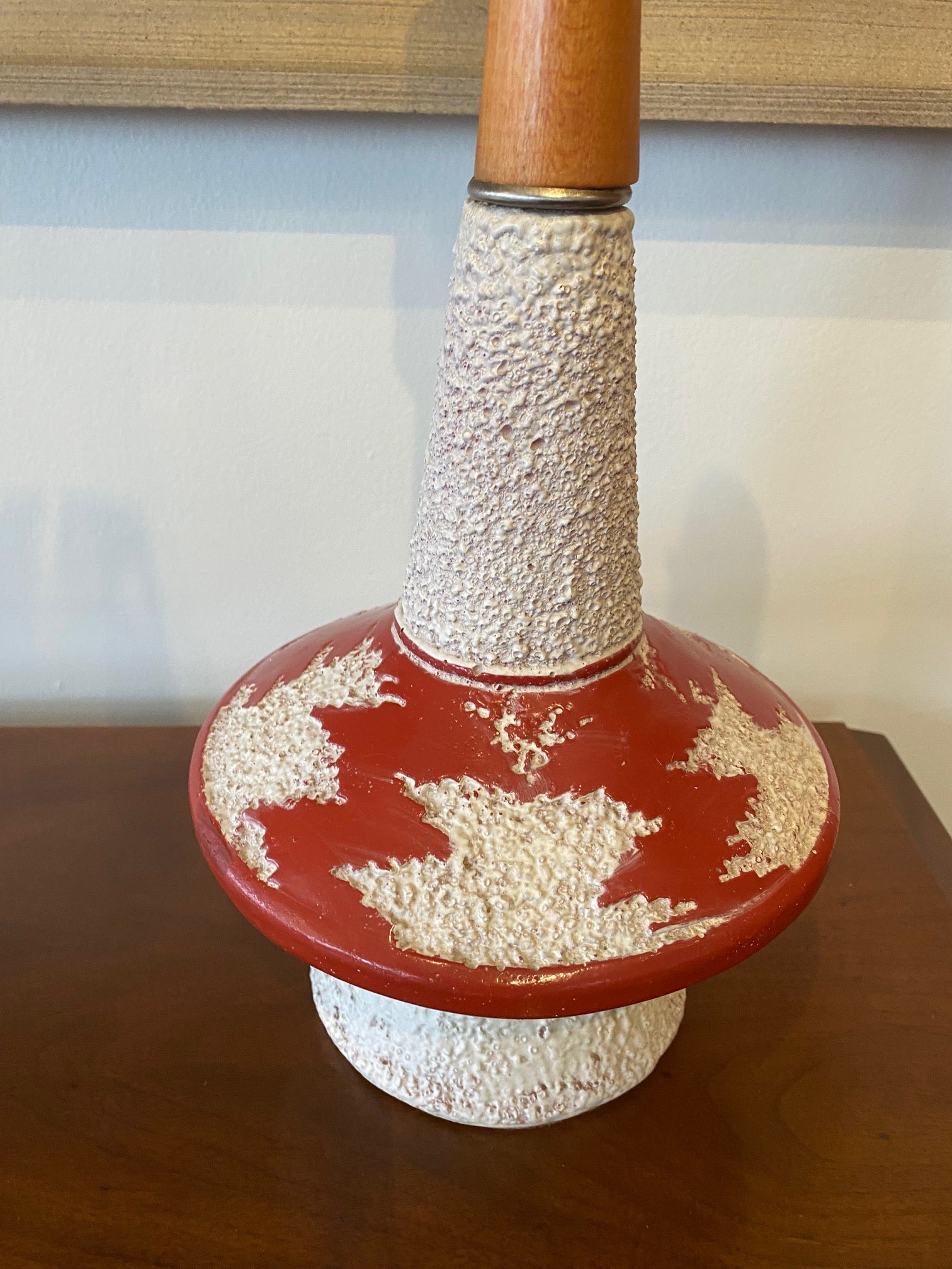 Ceramic and Teak Turbinate Shaped Table Lamp- Cook Street Vintage
