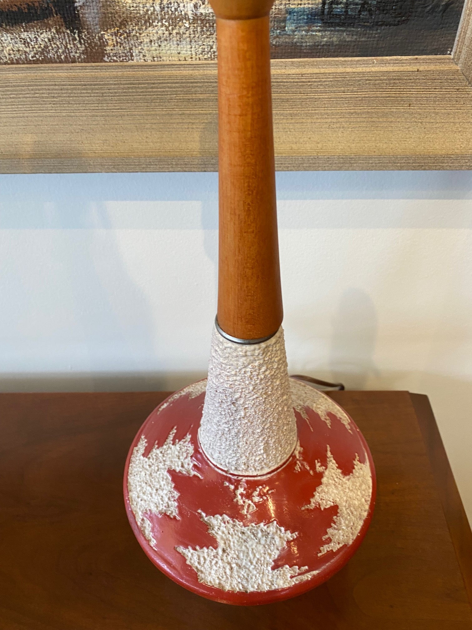 Ceramic and Teak Turbinate Shaped Table Lamp- Cook Street Vintage
