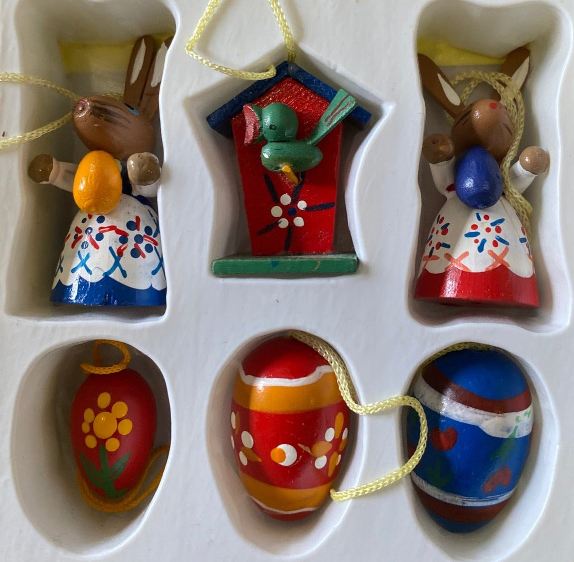 Set of 6 German der grune punkt Easter Bunny Ornaments- Cook Street Vintage