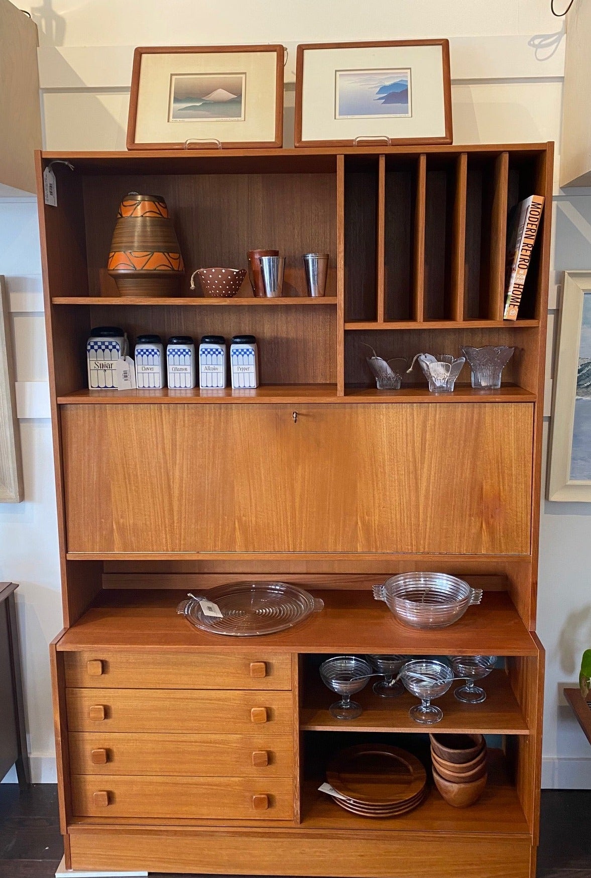 Domino Mobler Teak Secretary and Bookcase Hutch- Cook Street Vintage