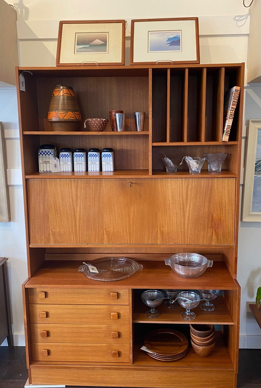 Domino Mobler Teak Secretary and Bookcase Hutch- Cook Street Vintage