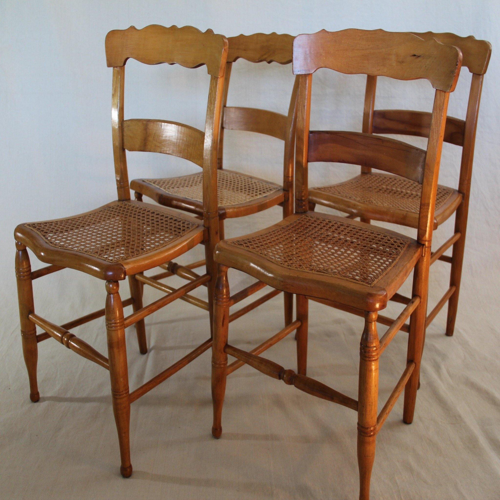Side View Pine Chairs with Cane seats-Cook Street Vintage