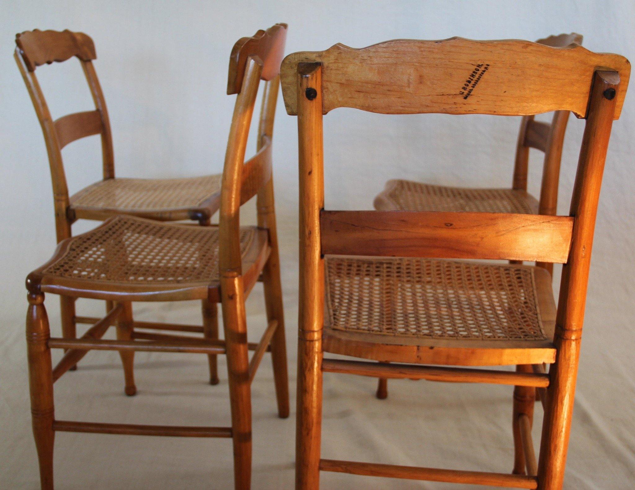 Back View of Pine Chairs with Cane seat