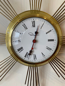 Face of Ingram Brass Starburst Electric Clock- Cook Street Vintage