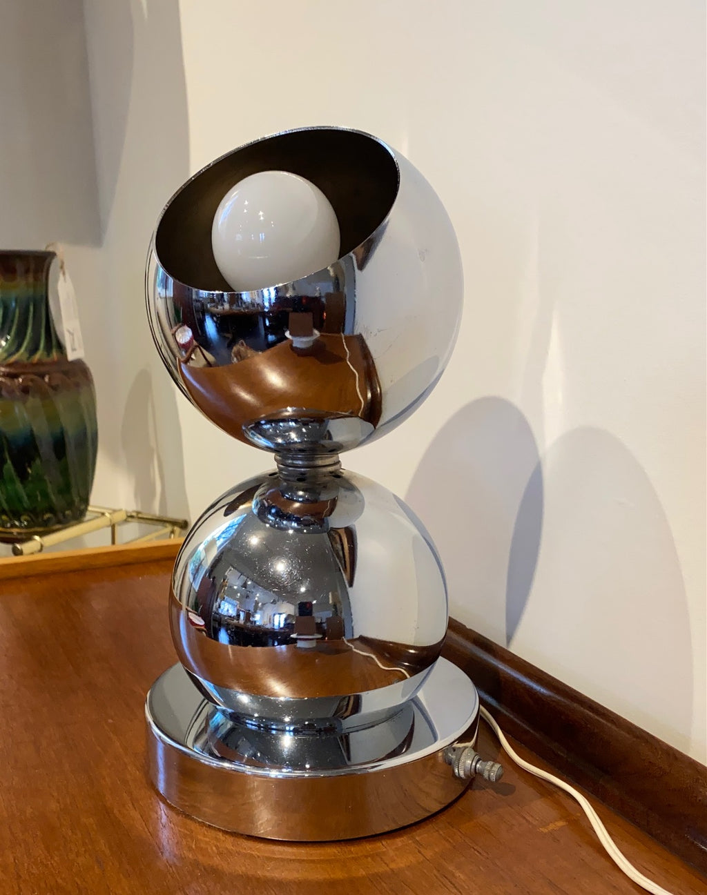 1970s Italian Modern Chrome Eyeball Lamp- cook street vintage