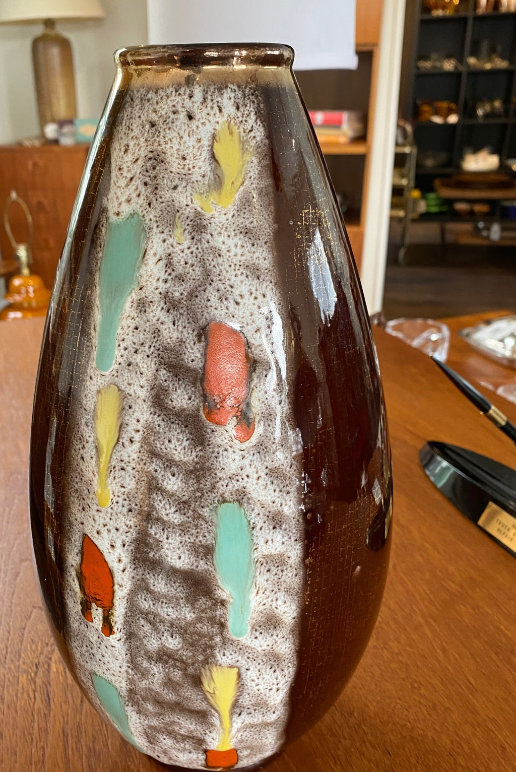 Rare West German Brown and Gold Vase- Cook Street Vintage