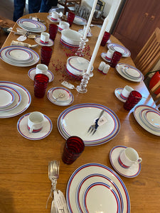 Vintage Thomas White, Red and Blue China For 12- Cook Street Vintage