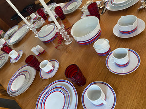 Vintage Thomas White, Red and Blue China For 12- Cook Street Vintage