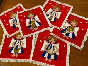 Set of 6 Aase and Preben Jangaard Musical Angels Napkins- Cook Street Vintage