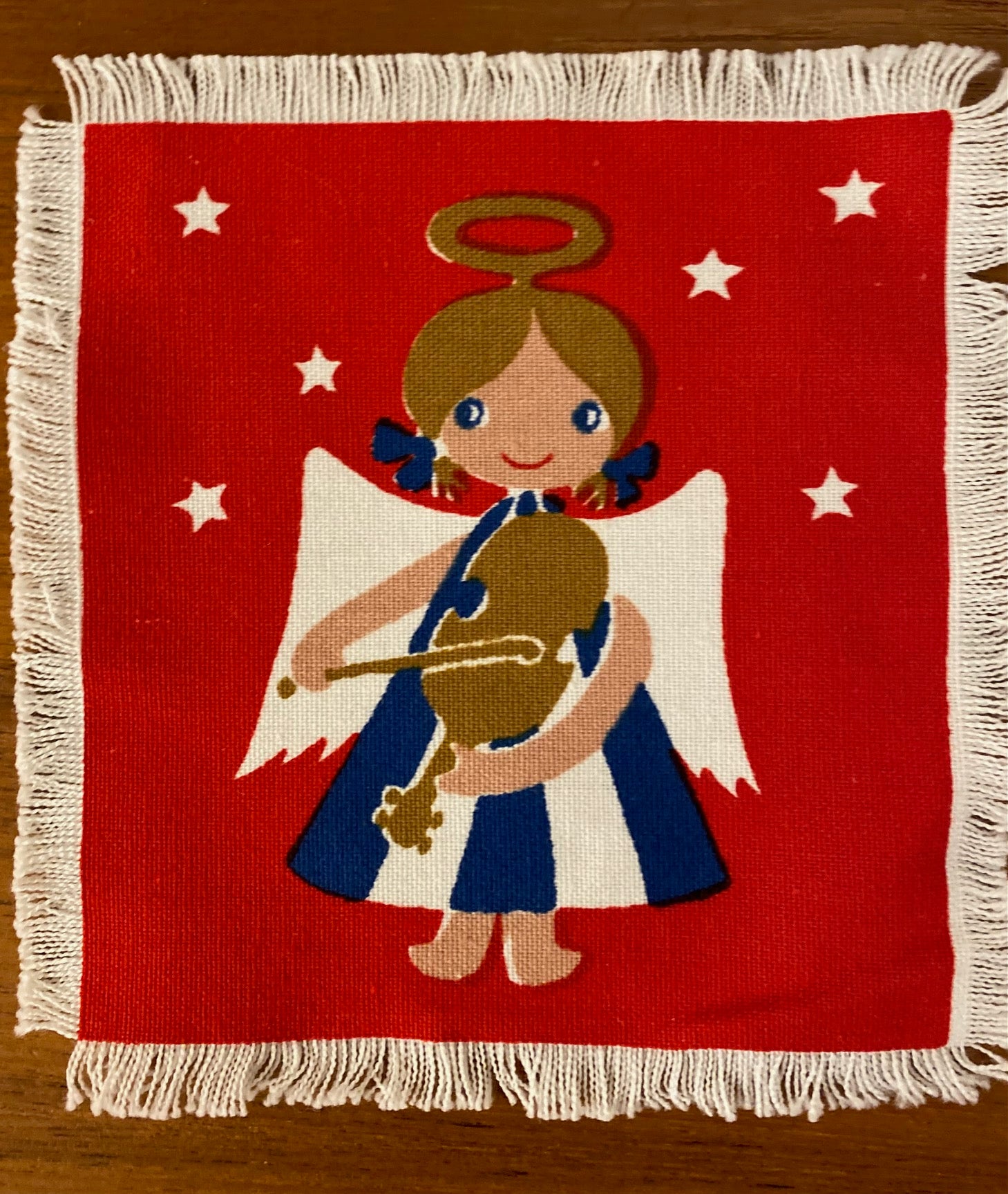 Violin player in Set of 6 Aase and Preben Jangaard Musical Angels Napkins- Cook Street Vintage