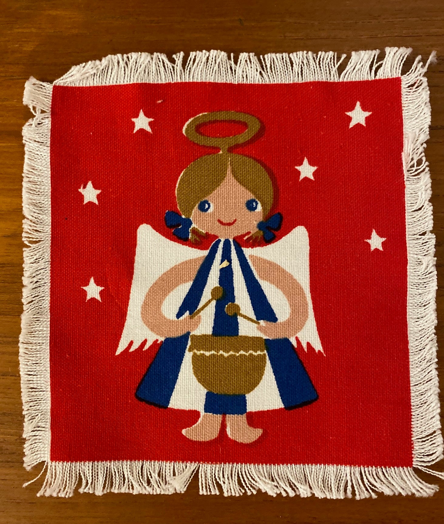 Drum player in Set of 6 Aase and Preben Jangaard Musical Angels Napkins- Cook Street Vintage