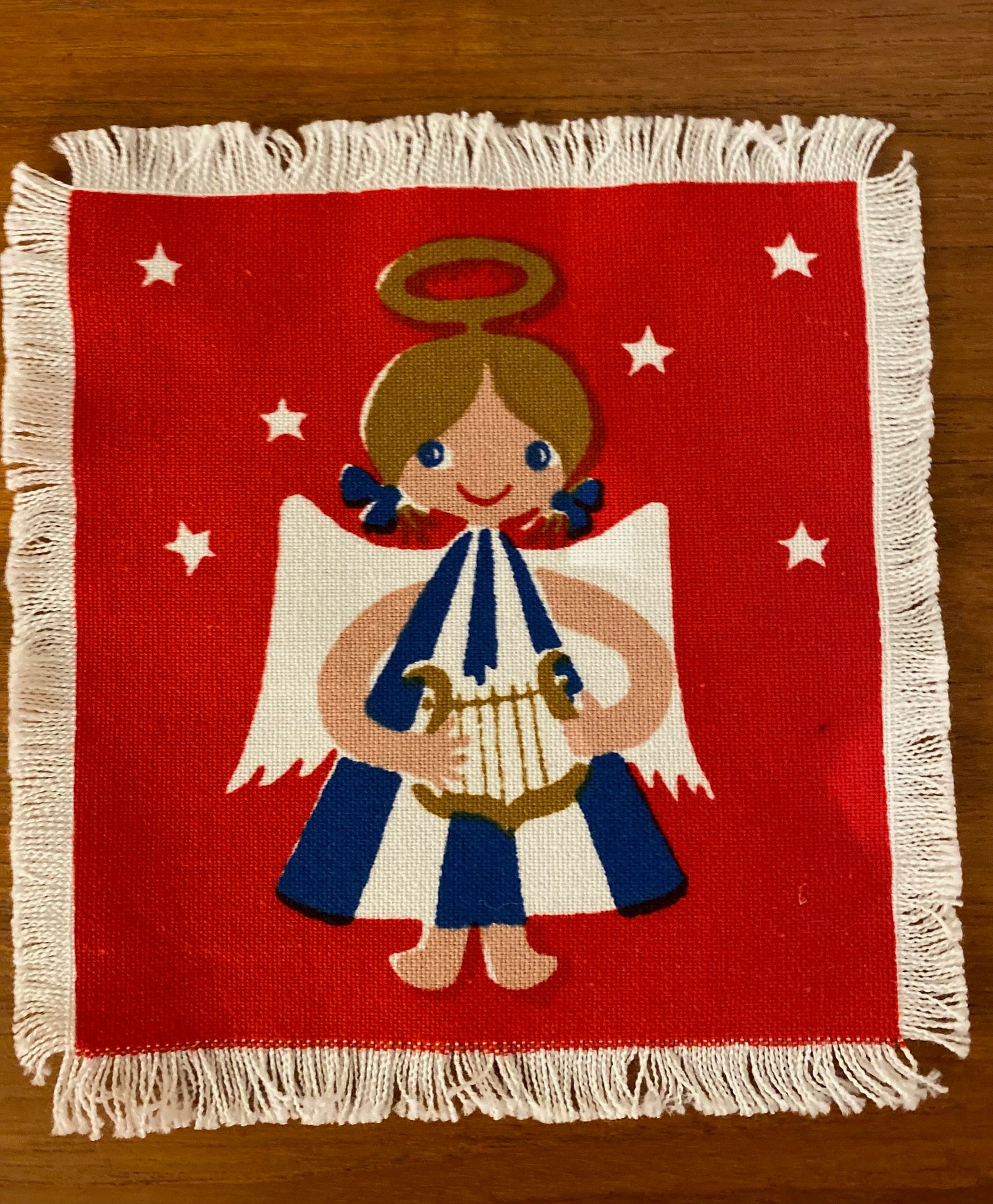 Harp player in Set of 6 Aase and Preben Jangaard Musical Angels Napkins- Cook Street Vintage