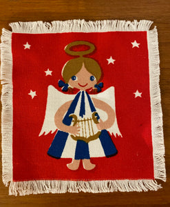 Harp player in Set of 6 Aase and Preben Jangaard Musical Angels Napkins- Cook Street Vintage