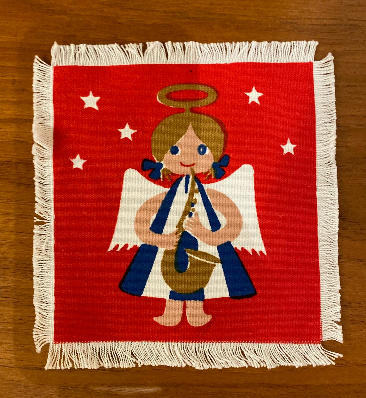 Saxaphone player in Set of 6 Aase and Preben Jangaard Musical Angels Napkins- Cook Street Vintage