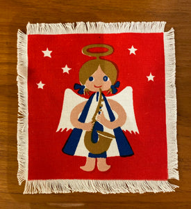 Saxaphone player in Set of 6 Aase and Preben Jangaard Musical Angels Napkins- Cook Street Vintage