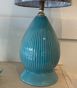  Detail of Aqua blue vintage ceramic Table Lamp- Cook Street Vintage
