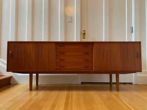 MCM 4 Drawer Teak Credenza With Side Cabinets- Cook Street Vintage