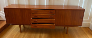 MCM 4 Drawer Teak Credenza With Side Cabinets- Cook Street Vintage