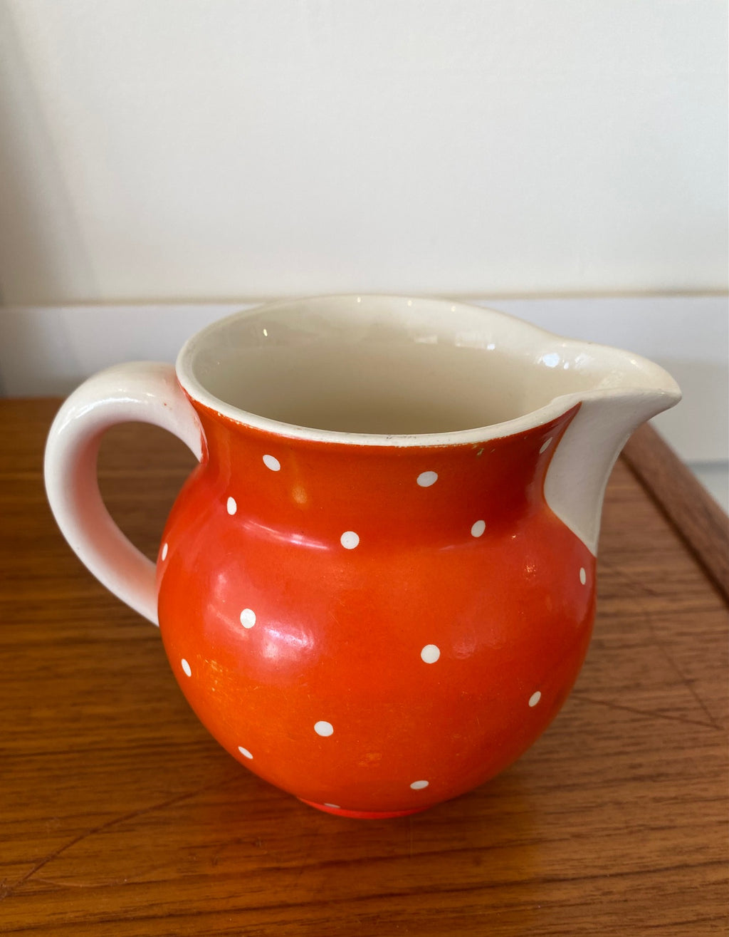 Bright and cheerful vintage orange pitcher. Marked Waechtersbach West Germany 10058 on base- Cook Street Vintage